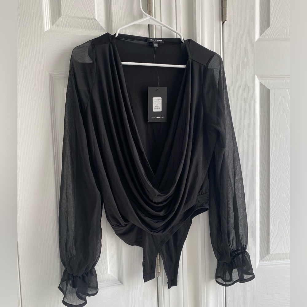 Fashionnova- anything could draped bodysuit
